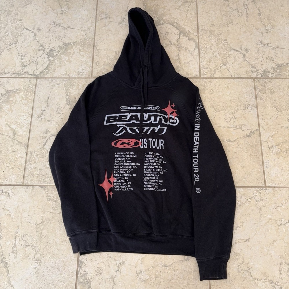 Chase Atlantic Beauty In Death Tour Hoodie Men's XL Rare C3 Black Extra Large